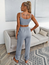 Load image into Gallery viewer, Waffle Knit Cropped Cami and Joggers Set
