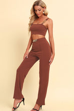 Load image into Gallery viewer, Chain Detail Cropped Cami and Straight Leg Pants Set

