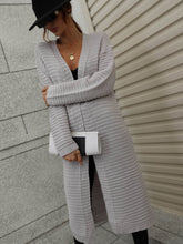 Load image into Gallery viewer, Horizontal Ribbing Dropped Shoulder Cardigan
