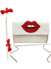 Load image into Gallery viewer, Red Lips Beaded Clutch Bag
