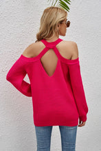 Load image into Gallery viewer, Cutout Cold-Shoulder Rib-Knit Sweater

