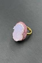 Load image into Gallery viewer, Random-Shape Natural Stone Rhinestone Brass Ring
