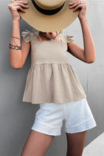 Load image into Gallery viewer, Flutter Sleeve Square Neck Peplum Top
