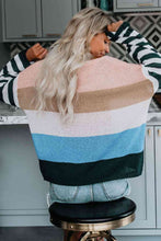 Load image into Gallery viewer, Color Block Boat Neck Dropped Shoulder Sweater
