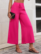 Load image into Gallery viewer, Hot Pink Slit Casual Cropped Flowy Pants

