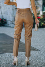 Load image into Gallery viewer, Faux Leather Ankle-Length Straight Leg Pants
