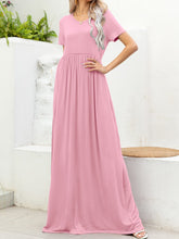 Load image into Gallery viewer, Round Neck Short Sleeve Maxi Dress with Pockets
