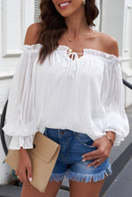 Load image into Gallery viewer, Fill Trim Off-Shoulder Tie-Front Blouse
