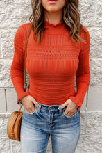 Load image into Gallery viewer, Openwork Flounce Sleeve Knit Pullover
