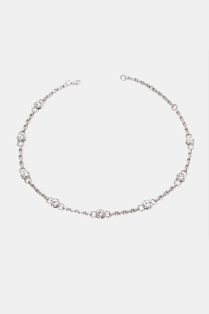 Inlaid Rhinestone Necklace in Silver