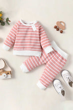 Load image into Gallery viewer, Baby Striped Decorative Button Top and Joggers Set
