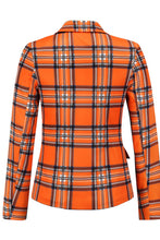 Load image into Gallery viewer, Plaid Buttoned Tulip Hem Blazer
