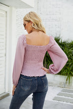 Load image into Gallery viewer, Frill Hem Smocked Balloon Sleeve Blouse
