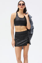 Load image into Gallery viewer, PU Leather Side Slit Athletic Skort
