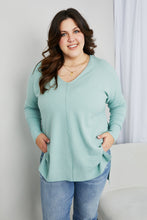 Load image into Gallery viewer, Zenana Sweater Weather Full Size Center Seam Tunic Sweater in Dusty Green
