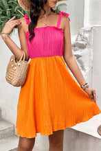 Load image into Gallery viewer, Two-Tone Tie-Shoulder Frill Trim Dress
