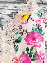 Load image into Gallery viewer, Plus Size Floral Lace Trim Halter Neck One-Piece Swimsuit
