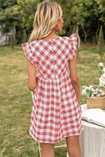 Load image into Gallery viewer, Plaid Butterfly Sleeve V-Neck Dress
