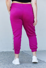 Load image into Gallery viewer, Zenana Animal Lover Full Size Leopard Panel Joggers in Magenta
