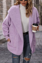 Load image into Gallery viewer, Open Front Hooded Teddy Jacket with Pockets
