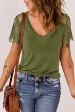 Load image into Gallery viewer, Spliced Lace V-Neck Tee Shirt
