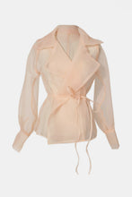 Load image into Gallery viewer, Dream Architect Sheer Tie Waist Lapel Collar Outwear
