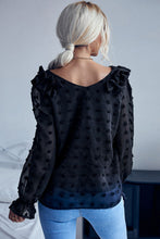 Load image into Gallery viewer, Swiss Dot Ruffled Shoulder Blouse
