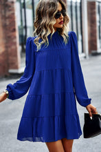 Load image into Gallery viewer, Tied Ruffle Collar Puff Sleeve Mini Dress
