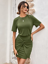 Load image into Gallery viewer, Twist Front Round Neck Mini Dress
