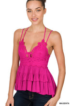 Load image into Gallery viewer, CROCHET LACE PEPLUM CAMI
