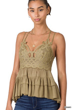 Load image into Gallery viewer, CROCHET LACE PEPLUM CAMI
