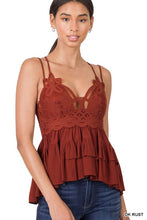 Load image into Gallery viewer, CROCHET LACE PEPLUM CAMI
