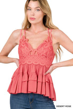 Load image into Gallery viewer, CROCHET LACE PEPLUM CAMI

