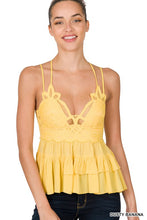 Load image into Gallery viewer, CROCHET LACE PEPLUM CAMI
