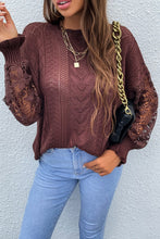 Load image into Gallery viewer, Spliced Lace Crochet Sleeve Sweater
