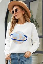 Load image into Gallery viewer, Earth Graphic Round Neck Dropped Shoulder Sweater

