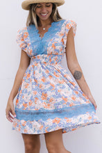 Load image into Gallery viewer, Floral Smocked Waist Spliced Lace Dress
