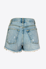 Load image into Gallery viewer, Full Size Rhinestone Frayed Hem Denim Shorts
