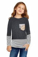 Load image into Gallery viewer, Girls Striped Color Block Sequin Pocket Top
