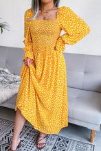 Load image into Gallery viewer, Printed Smocked Flounce Sleeve Maxi Dress
