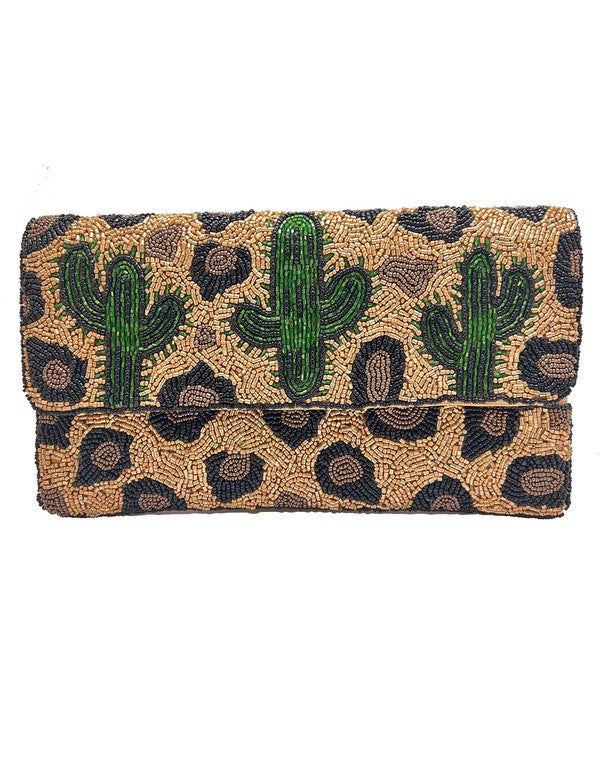 Cactus Animal Beaded Clutch Bag