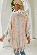 Load image into Gallery viewer, Heathered Open Front Fringed Poncho
