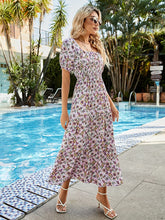 Load image into Gallery viewer, Printed Square Neck Short Sleeve Midi Dress
