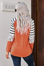 Load image into Gallery viewer, Leopard Panel Striped Raglan Sleeve Top
