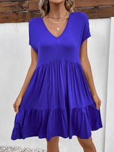 Load image into Gallery viewer, V-Neck Short Sleeve Dress with Pockets
