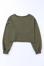Load image into Gallery viewer, Raw Hem Dropped Shoulder Cropped Sweatshirt
