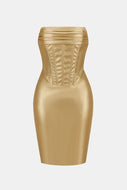 PU Leather Strapless Mini Dress