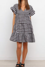 Load image into Gallery viewer, Ruffled Plaid Tiered Swing Dress
