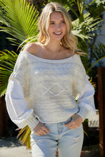 Load image into Gallery viewer, Faux Layered Cable-Knit Lantern Sleeve Sweater
