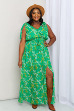 Load image into Gallery viewer, White Birch Full Size Printed Tie-Shoulder Belted Split Dress
